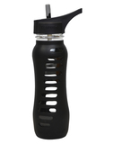 Eco Water Bottle "Recycled Glass" Flip Straw Lid - 650ml - Black - WAS $34.95 REDUCED TO CLEAR